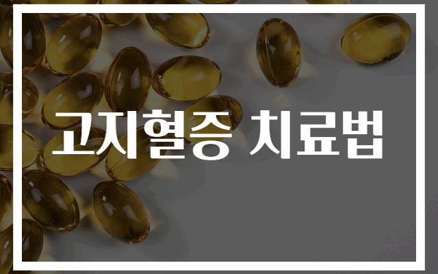 고지혈증 효과적 치료법 총정리 가이드